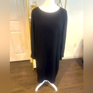 J. Crew Classic Black Long Sleeve Crepe Dress 16T tall